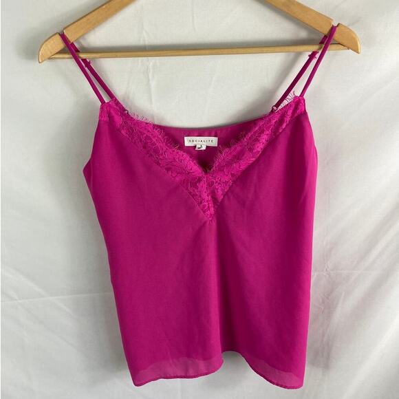 Socialite Lace Trim Cami in Pink Size Small - Picture 3 of 7